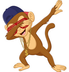 Cartoon Dabbing Monkey On White Background