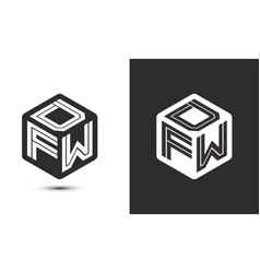 D F W Letter Logo Design With Cube Logo Logo