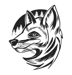 Fox Head Side View Drawn