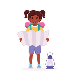 Little Black Girl Scout With Map Backpack