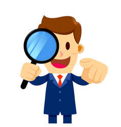 Businessman Looking Through Magnifier Glass