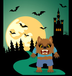 Halloween Background With Werewolf