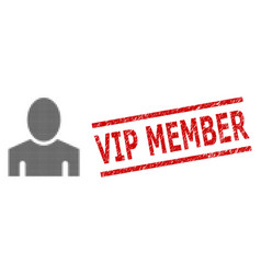 Textured Vip Member Seal And Halftone Dotted Guy