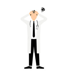 Pose Of Male Doctor In White Coat Holding Head