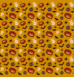 Bright Dark Seamless Pattern With Pumpkins Skulls