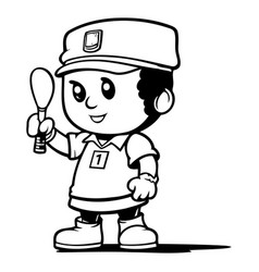 Cartoon Sailor With A Spoon And Baseball Cap