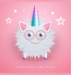 3d Realistic Fluffy Unicorn With Gradient Horn