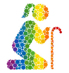 Rainbow Old Woman Collage Icon Round Dots