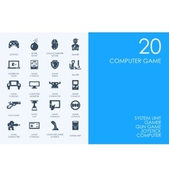 Set Of Blue Hamster Library Computer Game Icons