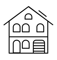 Three Storey House With Garage Thin Line Icon