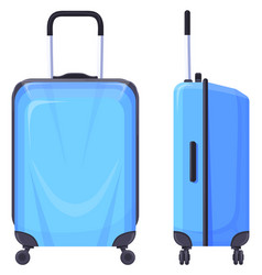 Travel Suitcase Front And Side View Blue Plastic