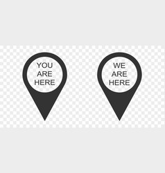 You And We Are Here Map Pin Icons Isolated On