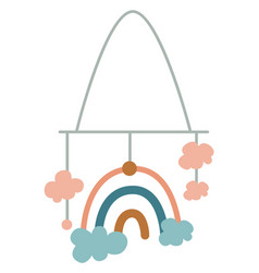 Crib Mobile With Rainbow And Clouds Cute Baby Toy