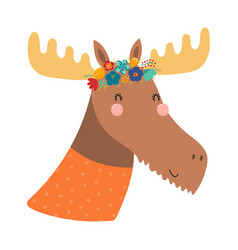 Cute Funny Moose In Floral Wreath T-shirt