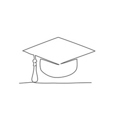 Graduation Cap One Line Drawing On White