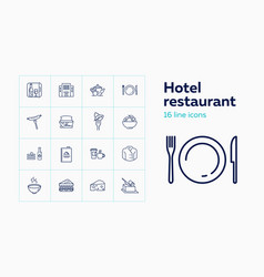 Hotel Restaurant Line Icon Set