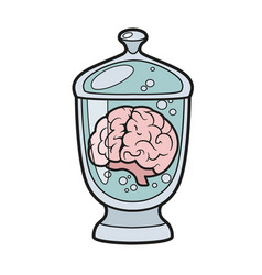 Human Brain In A Glass Jar Color Variation