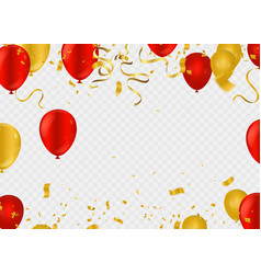 Red Gold And White Balloons With Confetti