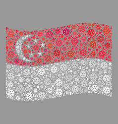 Waving Singapore Flag - Collage With Covid19 Items