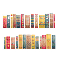 A Set Flat Spines Books In Retro Style