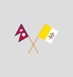 Crossed Flags Of Vatican And Nepal