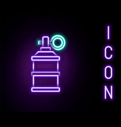 Glowing Neon Line Hand Smoke Grenade Icon Isolated