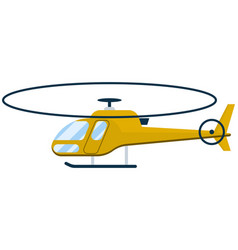 Yellow Helicopter In Flat Style