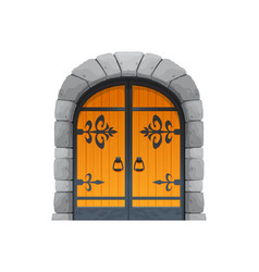 Cartoon Medieval Castle Gate Door With Stone Arch