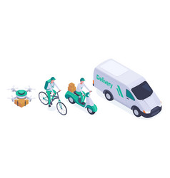 Isometric Delivery Service Courier Characters