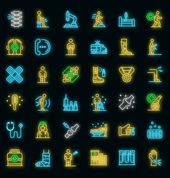 Sports Doctor Icons Set Neon