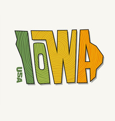 State Of Iowa With Name Distorted Into Shape