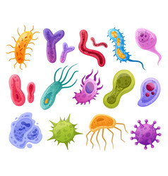 Cartoon Viruses Bacteria And Microbes