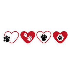 Cat And Dog Footprint Inside Heart Icon Lo