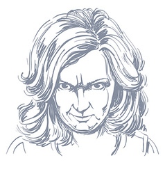 Hand-drawn Portrait Of White-skin Arrogant Woman