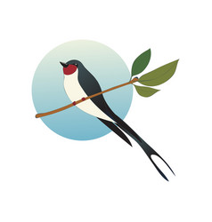 Flat Icon Martlet Sitting On Branch