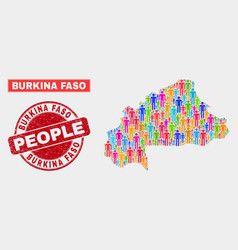 Burkina Faso Map Population People And Rubber Seal