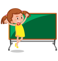 Cute Girl With Empty Chalkboard Isolated