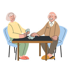 Elderly People Play Cards