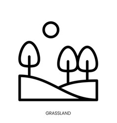 Grassland Icon Line Art Style Design Isolated