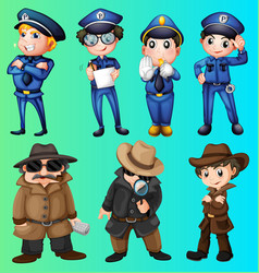 Set Of Police Officers On Gradient Background