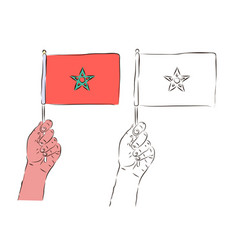 Flag Of Morocco Is In The Hand Of A Man In Color