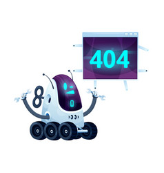 404 Page With Cartoon Screen And Futuristic Robot