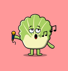 Cute Cartoon Chinese Cabbage Singer Holding Mic