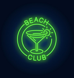 Beach Club Lettering And Cocktail Neon Sign On