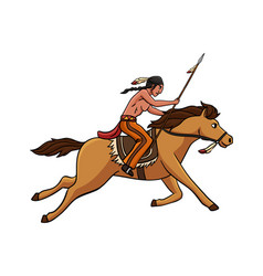 Native American Indian Riding A Horse Clipart