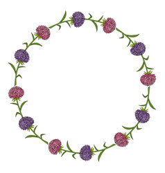 Round Frame With Great Aster Flowers On White