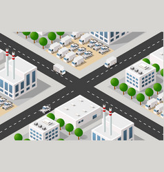 City Urban Area Map Isometric Factory Industrial