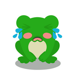 Cute Frog Crying On White Background