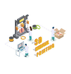 3d Medical Printing Process Flat Isometric