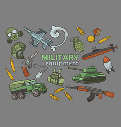 Colorful Doodle Military Equipment Cartoon